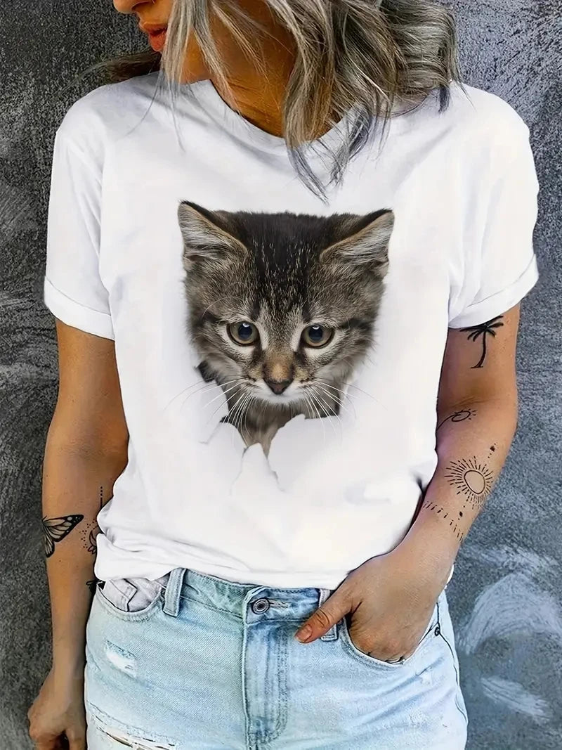 Print Tees Casual Street Tops Camisetas Woman Clothing Summer 2025 Short Sleeve Women'S T-Shirt Ropa De Mujer Ofertas Chic Cheap