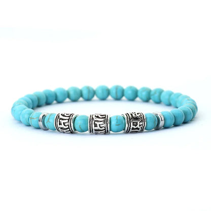 Noter Mantra Bracelet For Men 6Mm Howlite Lava Tiger Eyes Beads Braslet Viking Accessories Pulseras Para Hombre Tibet Braclet