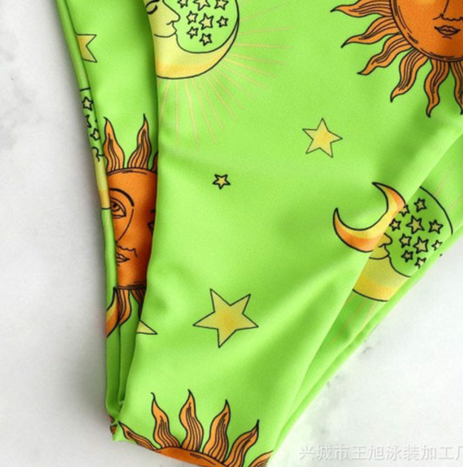 Sexy Tube Top Printed Split Bikini