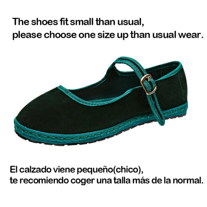 Gray Mary Jeans Flats Shoes Women Round Toe Hand Stitch Velvet Cloth Shoes Ladies Casual Soft Comfortable Ballet Shoes Loafers