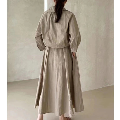 Summer 2 Pieces Women'S Dress Suits Turn-Down Short Jacket And Solid Casual Tank Dress Sets Outfits 2024 New Spring