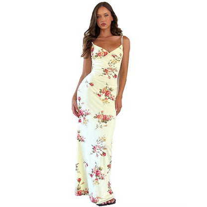 Dulzura Sexy Y2K Clothes Floral Print Sleeveless Backless Bodycon Maxi Dresses For Women 2023 Club Birthday Party Elegant Outfit