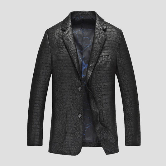 Sky Madrid Astana Crocodile Pattern Leather Blazer