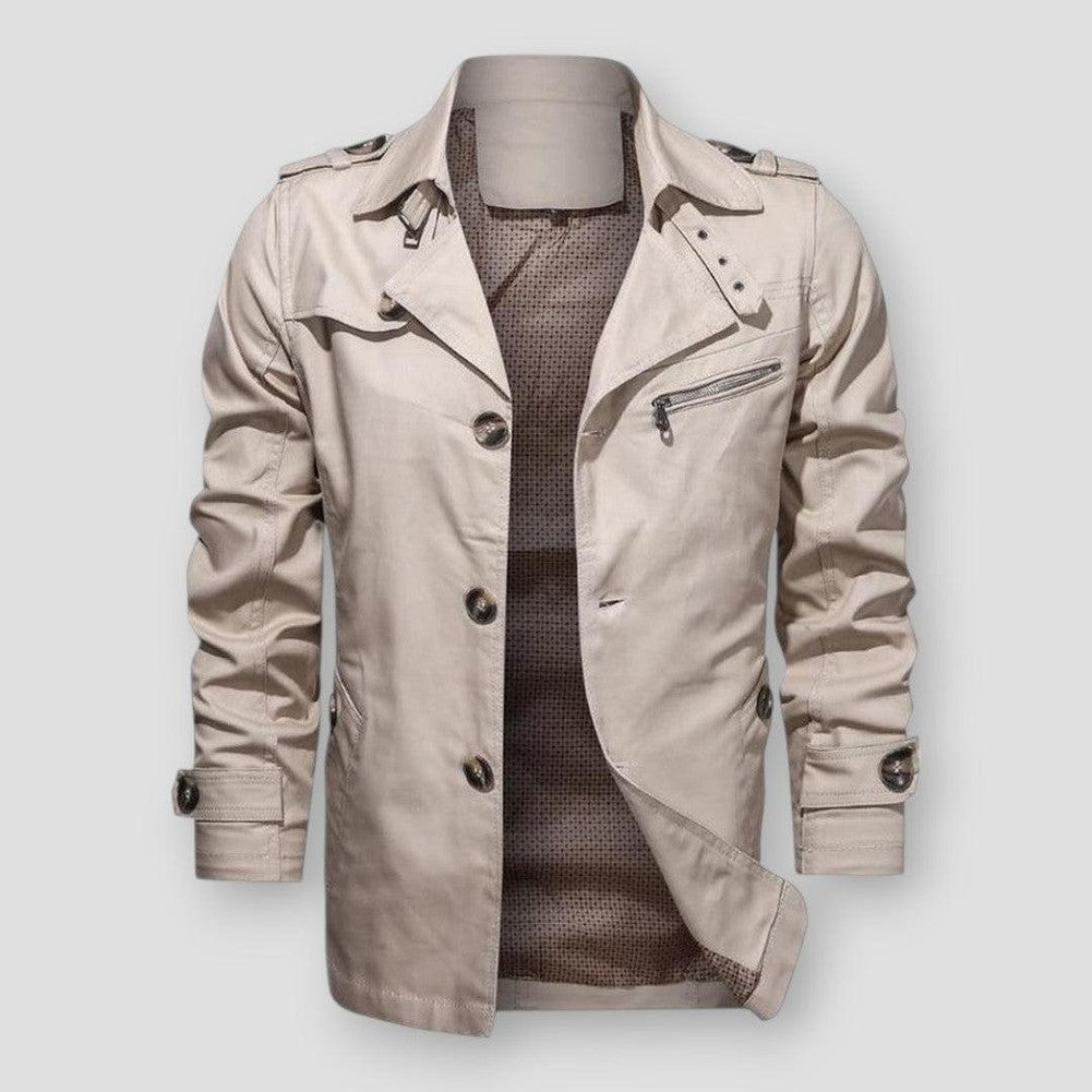 Sky Madrid Button-Up Trench Coat
