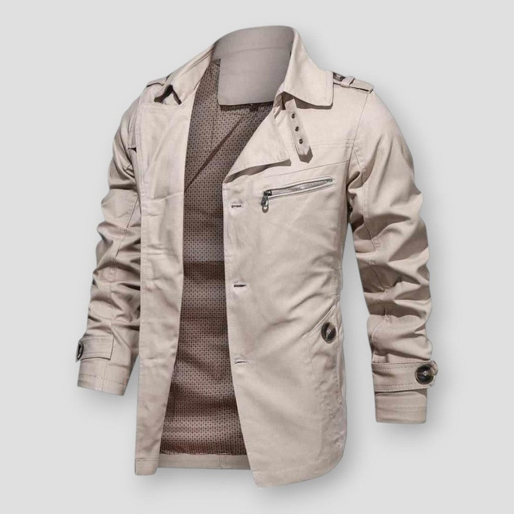Sky Madrid Button-Up Trench Coat