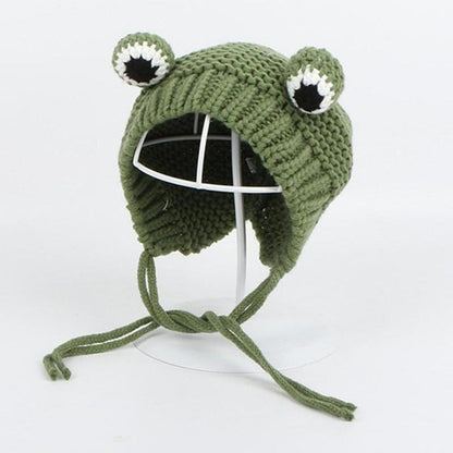 Sky Madrid Knitted Frog Hat