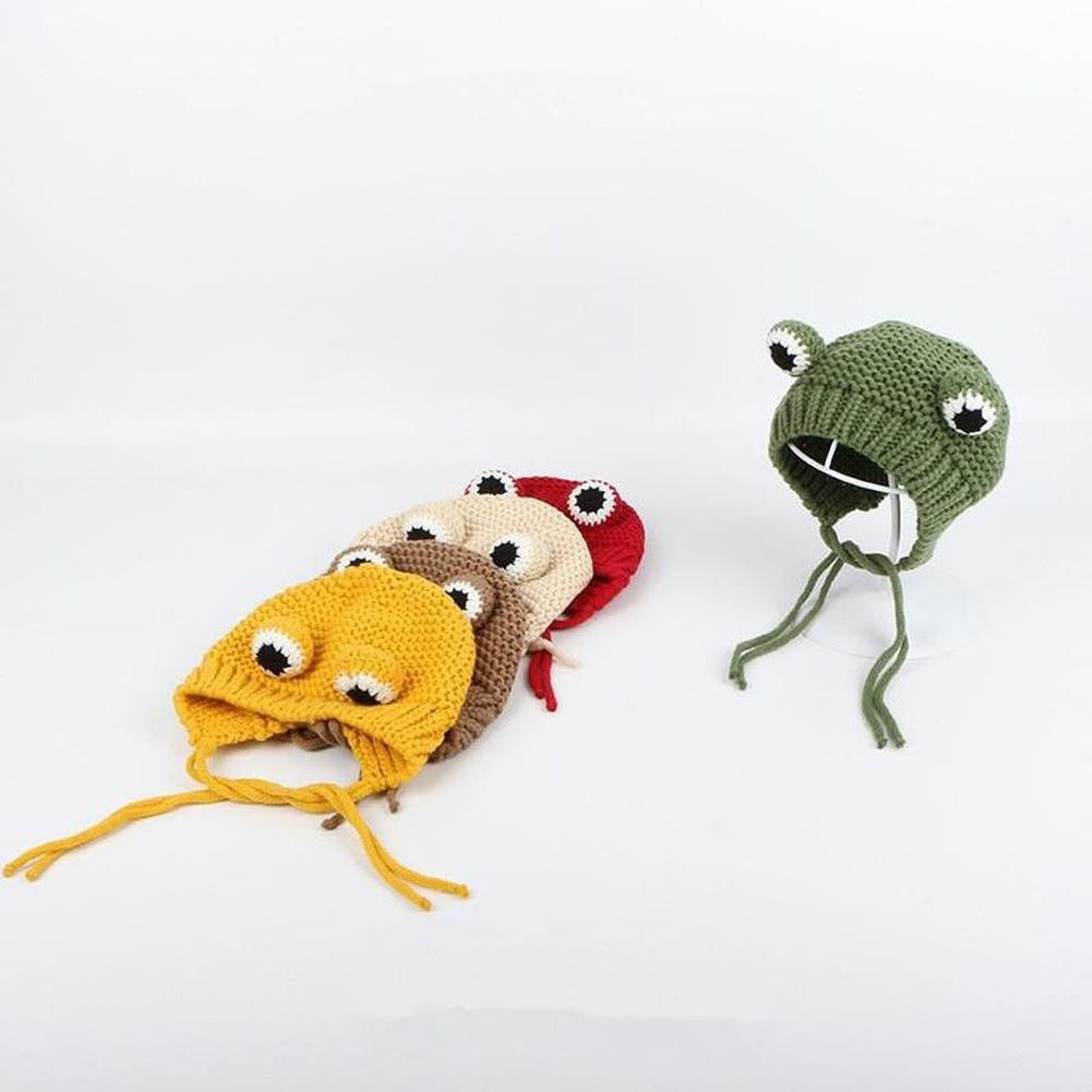 Sky Madrid Knitted Frog Hat