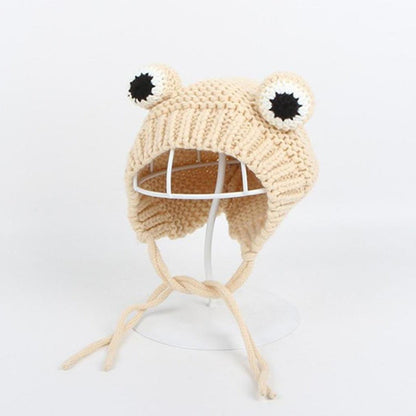 Sky Madrid Knitted Frog Hat