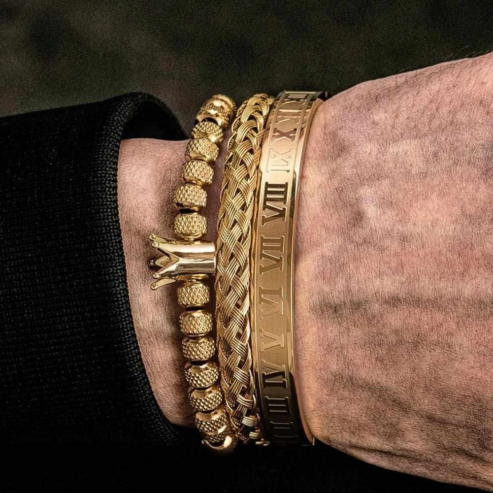 Stainless Steel Royal Bracelet Set (3 Pcs)