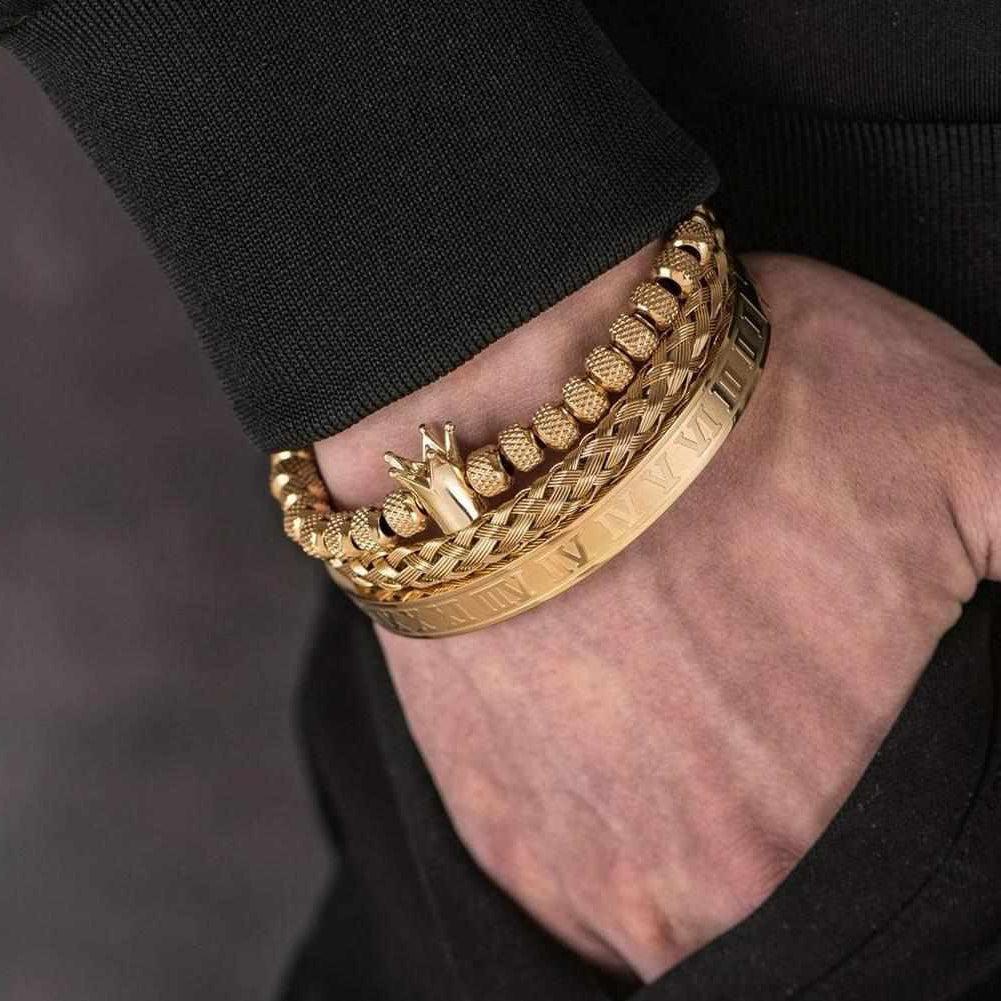 Stainless Steel Royal Bracelet Set (3 Pcs)
