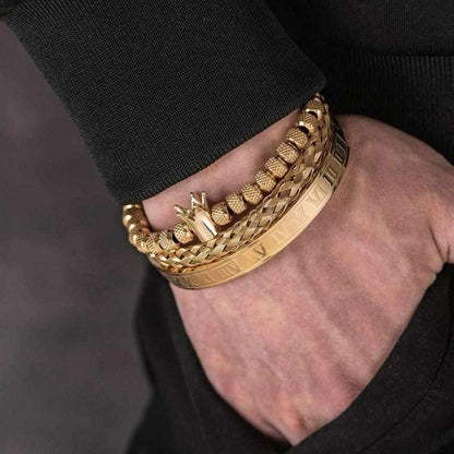 Stainless Steel Royal Bracelet Set (3 Pcs)