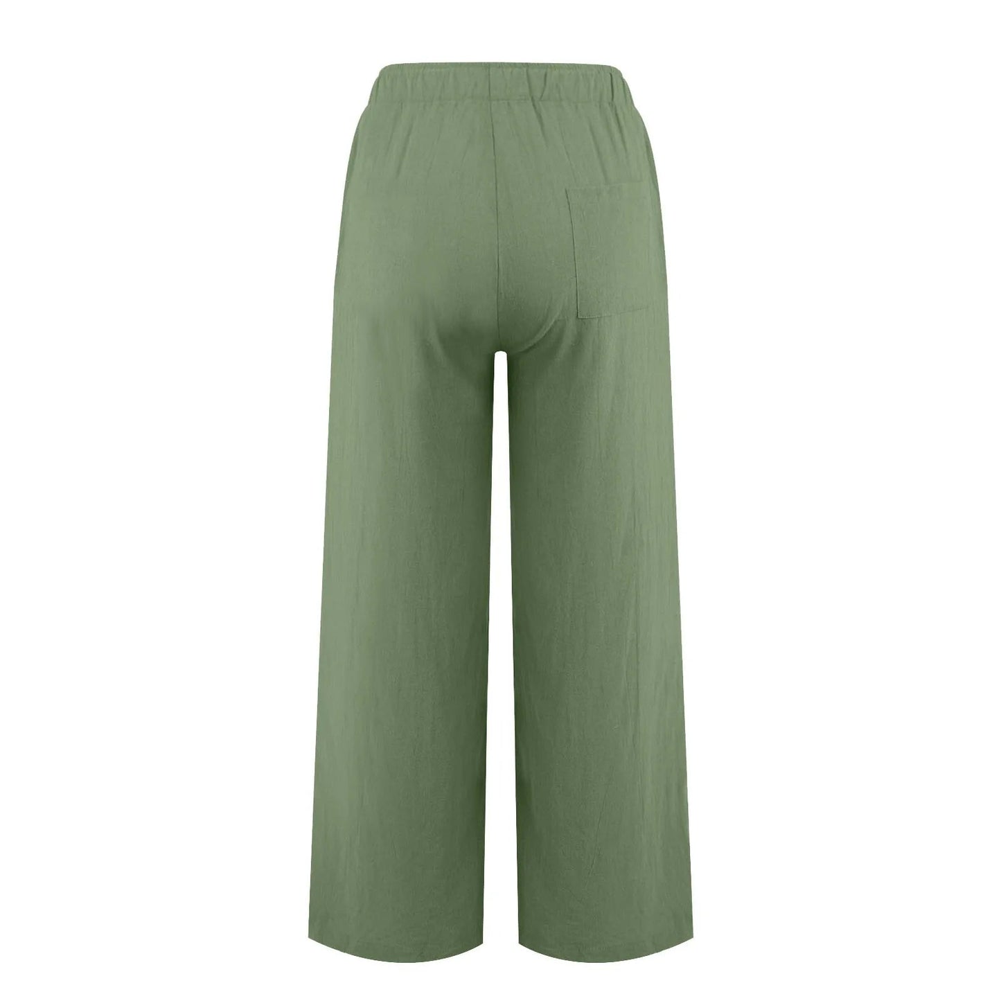 Summer Cotton Linen Wide Leg Pants For Women Pants Full Length Casual Pants Female Solid Loose High Waist Straight Trousers