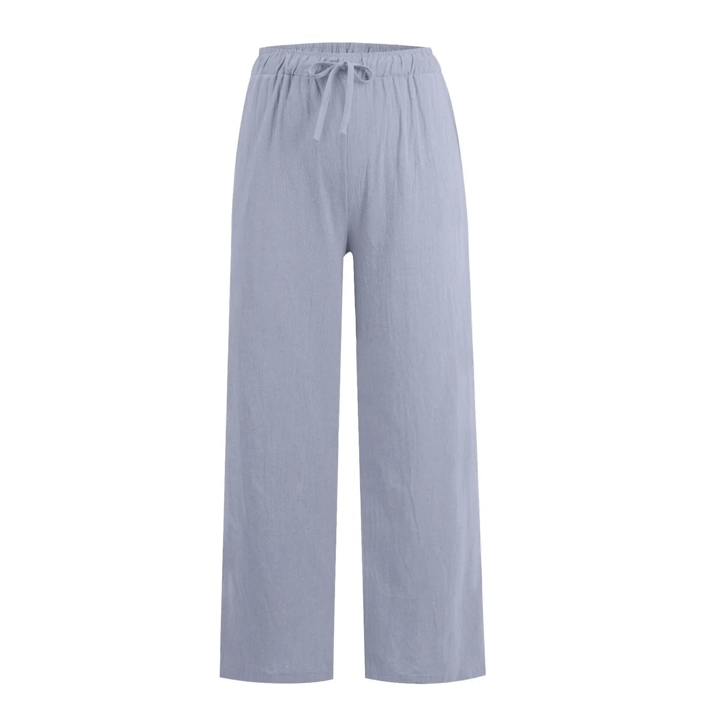 Summer Cotton Linen Wide Leg Pants For Women Pants Full Length Casual Pants Female Solid Loose High Waist Straight Trousers
