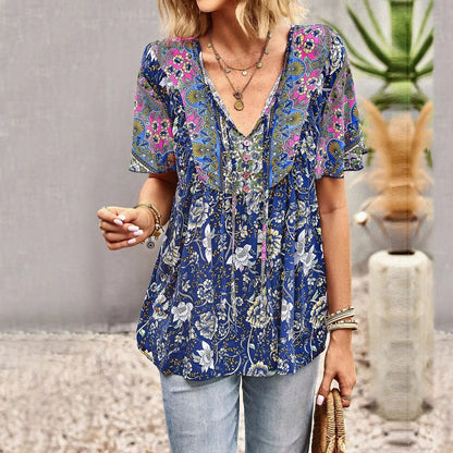 Summer New Fashion Boho T-Shirt Women'S Bohemian Clothes Female Tops Free Shipping