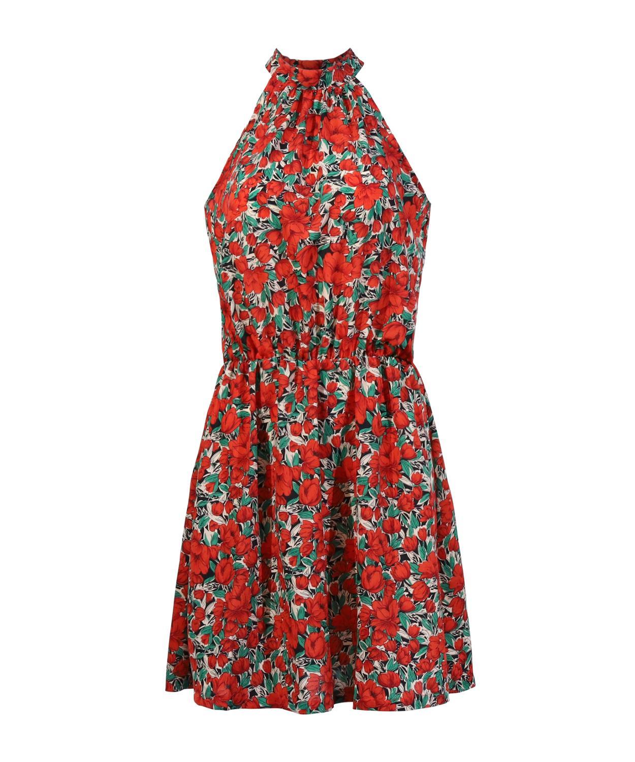 Summer Sexy Halter Lace Up Floral Sleeveless Print Mini Dress