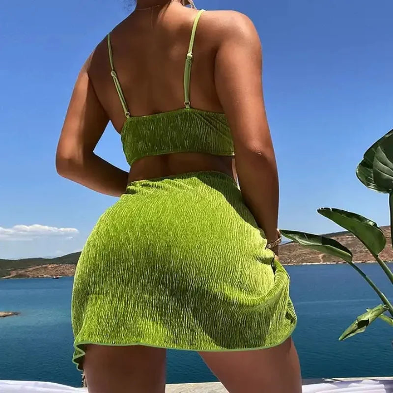 Summer Swimsuit Women'S Sexy Bikini Set Holiday Style Sexy Split Swimsuit Cover Skirt Beach Women'S Sexy Three Piece Set