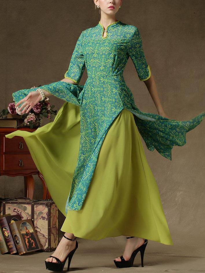 Vintage False Two-Piece Maxi Dress