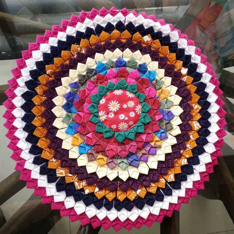Ethnic Flower Cloth Splicing Nine-Ring Cushion Mahogany Sofa Seat Cushion Classical Round Non-Slip Household Chair Cushion