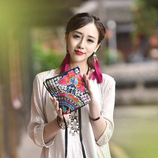 Ethnic Style Women'S Bag Embroidery Bag Embroidered Canvas Bag Coin Purse Small Bag Women'S Bag Clutch Bag Mini Cross-Body Bag