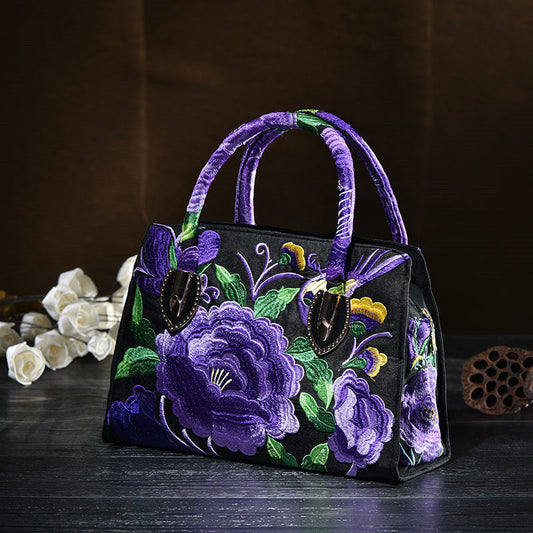 National Style Embroidered  Messenger Bag Handbag Single Shoulder Bag Canvas