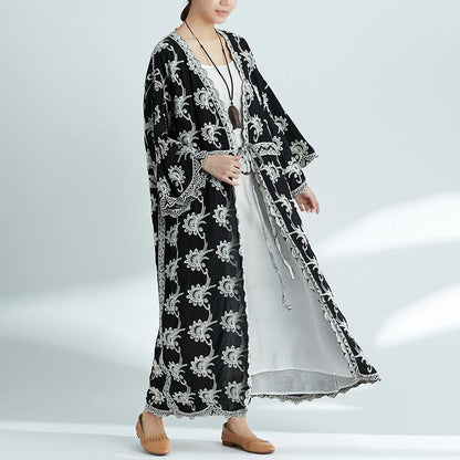 Plus-Size Increase Long Cardigan Tie Shawl National Style Retro Wild Sun Protection Clothing