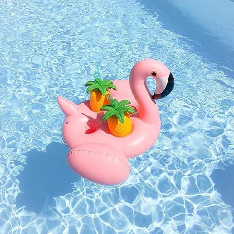 Flamingos Inflatable Floating With 4 Cups Holder Swimming Toy
