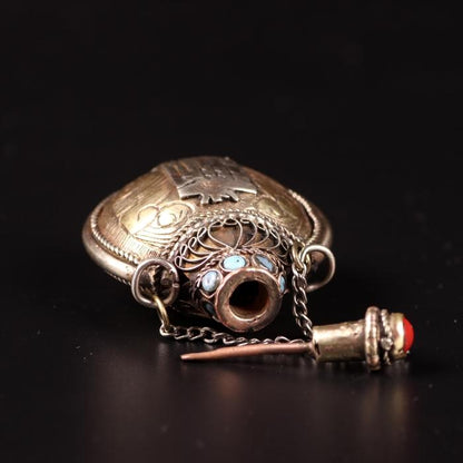 Hand-Made Tibetan Retro Folk Style Gagawu Box Small Pot Necklace Pendant For Men And Women