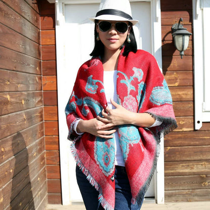 Nepal Vintage Printed Shawl Women'S Imitation Cashmere Warm Ethnic Style Tibetan Scarf