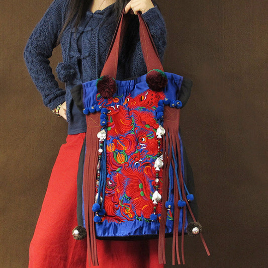 Original Ethnic Style Large Capacity Travel Tibetan Style Literature And Art Retro Embroidery One Shoulder Canvas Bag Women'S Bag