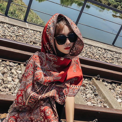 Ethnic Spring And Summer Shawl  Women'S Sunscreen Scarf Tibet Desert Warm Cloak In Autumn And Winter