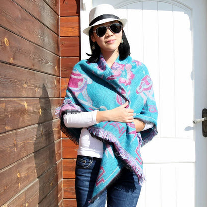 Nepal Vintage Printed Shawl Women'S Imitation Cashmere Warm Ethnic Style Tibetan Scarf