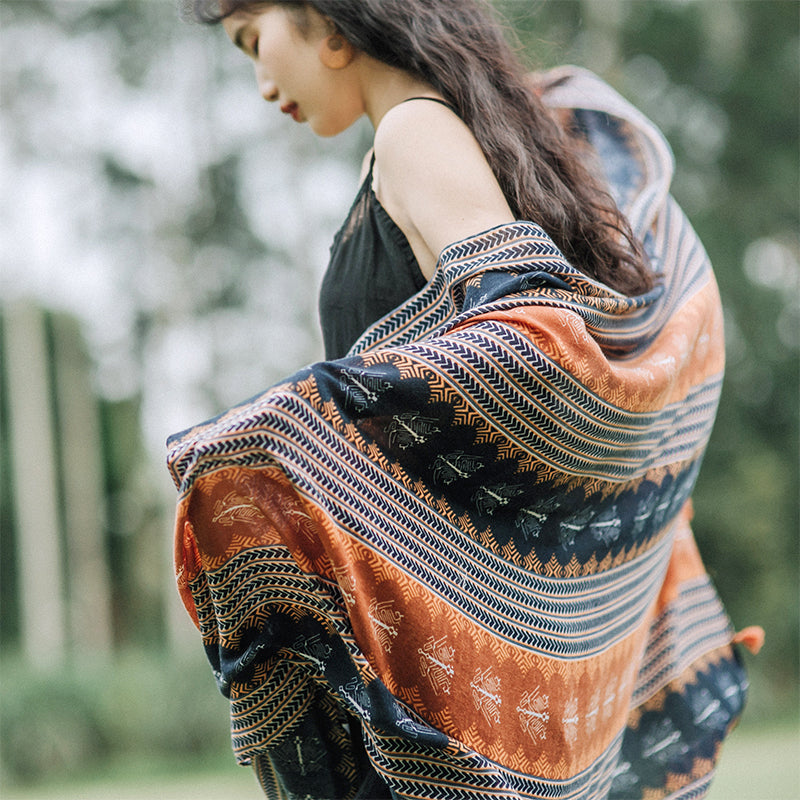 Travel Shawl Dual-Purpose Desert Sunscreen Literary And Ethnic Style Photo Scarf Women Winter Versatile