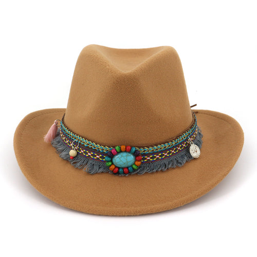 Autumn And Winter New Woolen Top Hat Ethnic Minority Fashion Hat Men'S And Women'S Couple Hat Western Cowboy Jazz Hat