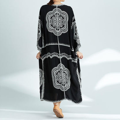 Plus-Size Increase Long Cardigan Tie Shawl National Style Retro Wild Sun Protection Clothing