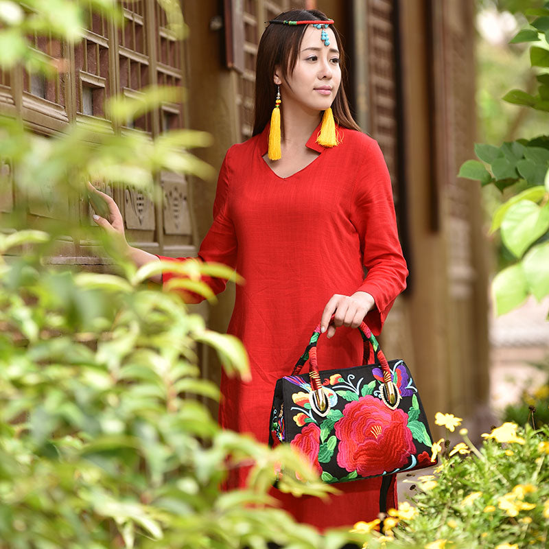 National Style Embroidered  Messenger Bag Handbag Single Shoulder Bag Canvas