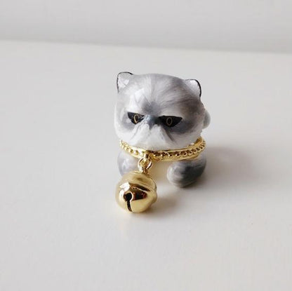 Cute Kitten Design 4 Pieces Enamel Rings Sets