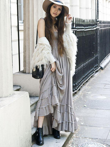 Fashion Sexy Off-Back Lace-Up Beach Maxi Dress