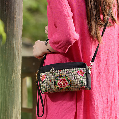 New Handheld Women'S Bag Ethnic Style Embroidery Bag Embroidery Canvas Bag Cross Shoulder Bag Handbag
