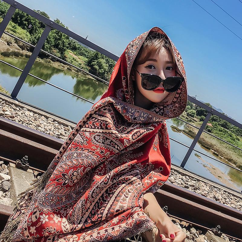 Ethnic Spring And Summer Shawl  Women'S Sunscreen Scarf Tibet Desert Warm Cloak In Autumn And Winter