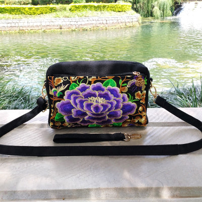 New Handheld Women'S Bag Ethnic Style Embroidery Bag Embroidery Canvas Bag Cross Shoulder Bag Handbag