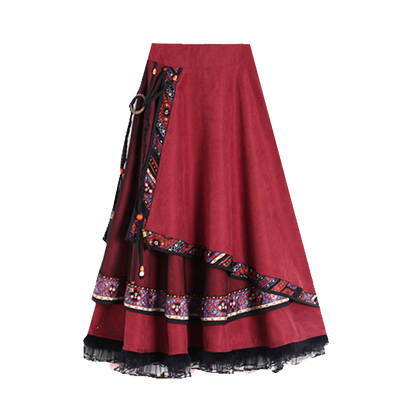 Retro National Style Half Skirt Big Swing Skirt Dance Square Dance Costume Dance