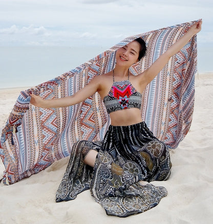 Vintage Bohemia Tassel Beach Sun Protection Shawls Air Conditioning Scarfs