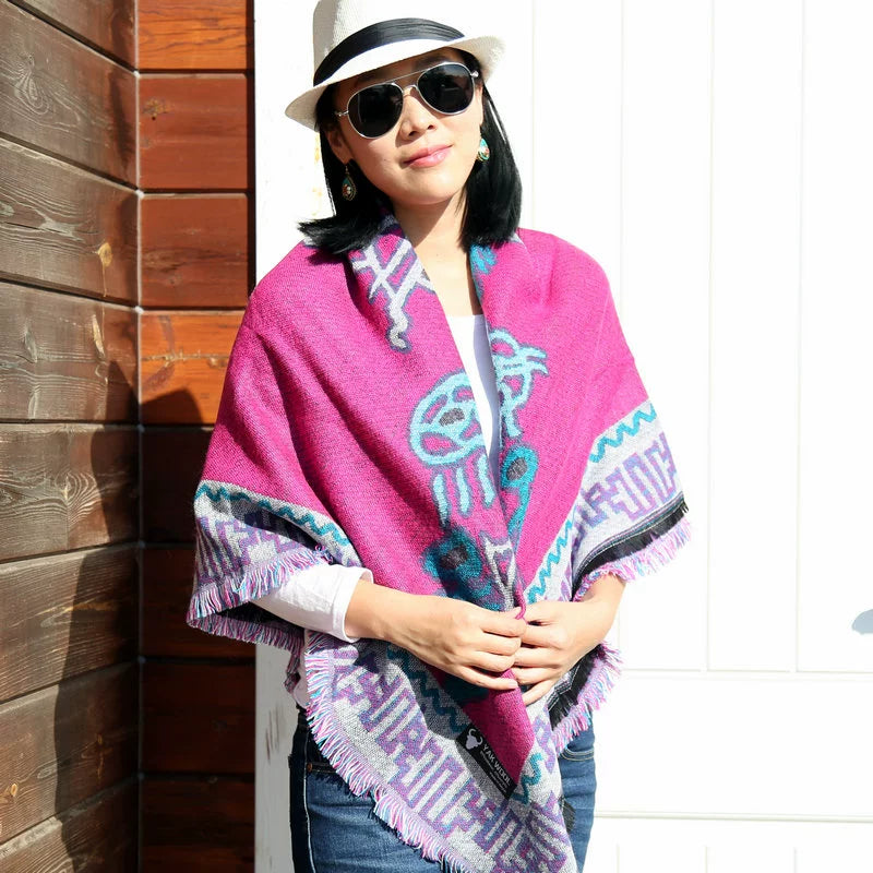 Nepal Vintage Printed Shawl Women'S Imitation Cashmere Warm Ethnic Style Tibetan Scarf