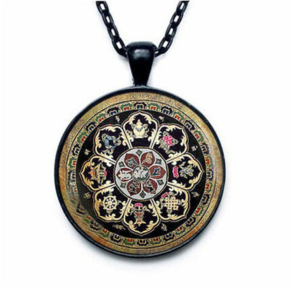 Tibetan Buddhist Mandala Necklace, Sacred Geometry Jewelry , Spiritual Gift, Men Necklace, Black Men'S Mandala Pendant