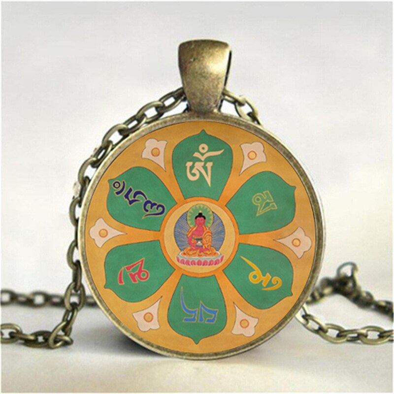 Tibetan Buddhist Mandala Necklace, Sacred Geometry Jewelry , Spiritual Gift, Men Necklace, Black Men'S Mandala Pendant