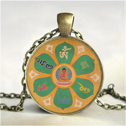 Tibetan Buddhist Mandala Necklace, Sacred Geometry Jewelry , Spiritual Gift, Men Necklace, Black Men'S Mandala Pendant