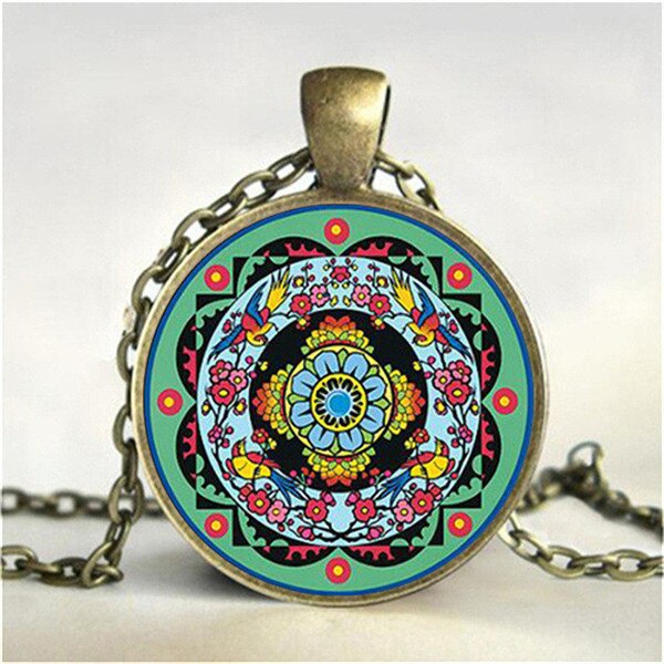 Tibetan Buddhist Mandala Necklace, Sacred Geometry Jewelry , Spiritual Gift, Men Necklace, Black Men'S Mandala Pendant