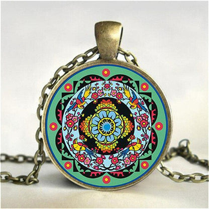 Tibetan Buddhist Mandala Necklace, Sacred Geometry Jewelry , Spiritual Gift, Men Necklace, Black Men'S Mandala Pendant