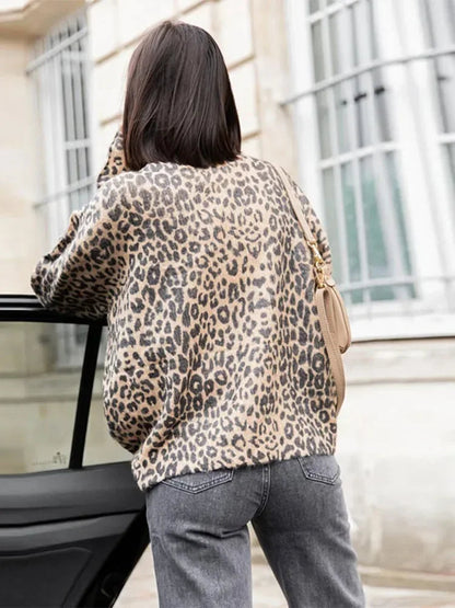Vintage Leopard Print Single Breasted Women'S Cardigan Fashion O Neck Long Sleeved Short Cardigans 2024 Casual Lady Streetwear