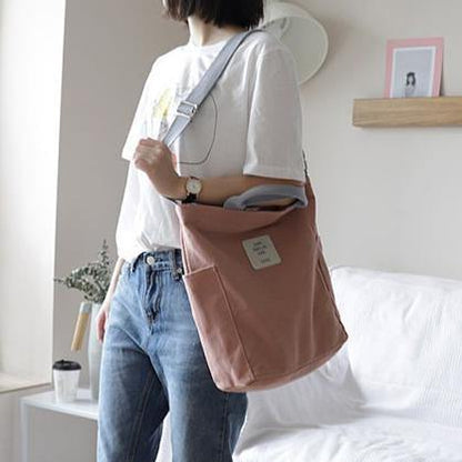 Vintage Upcycle Casual Patchwork Large Canvas Shoulder pink Bag